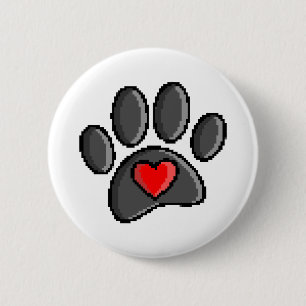 80s videospel met 8 bits pixels Art Dog Paw Ronde Button 5,7 Cm