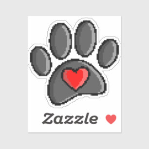 80s videospel met 8 bits pixels Art Dog Paw Sticker