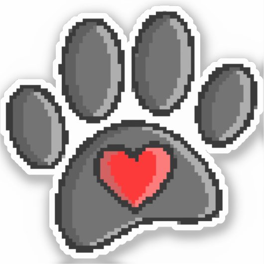 80s videospel met 8 bits pixels Art Dog Paw Sticker (Voorkant)