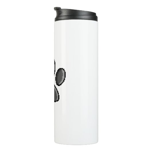 80s videospel met 8 bits pixels Art Dog Paw Thermosbeker (Geroteerd rechts)