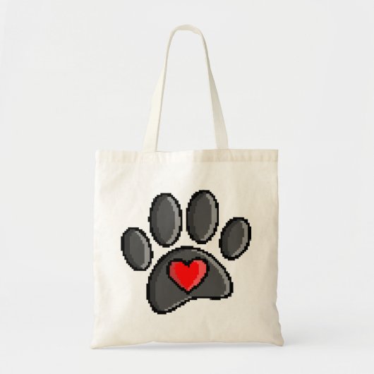80s videospel met 8 bits pixels Art Dog Paw Tote Bag (Voorkant)