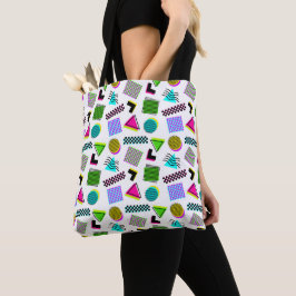 80s Vintage Print 90s Driehoek Vierkant Rechthoek Tote Bag