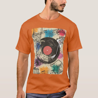 80s Vinylurntable Music Player Retro DJ Musicia gi T-shirt