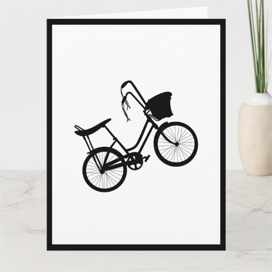 80's Wheelie (Zwart) Gevouwen Wenskaart Kaart (Voorkant)