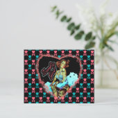 80'S Zombie Girl Briefkaart (Staand voorkant)