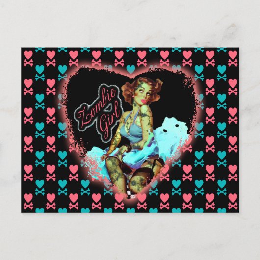 80'S Zombie Girl Briefkaart (Voorkant)