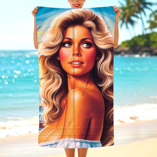 80s Zomer Vrouw Strandlaken