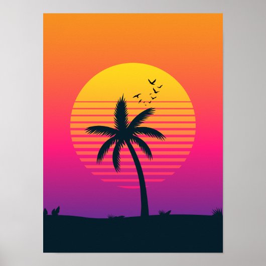 80s Zonsondergang Poster (Voorkant)
