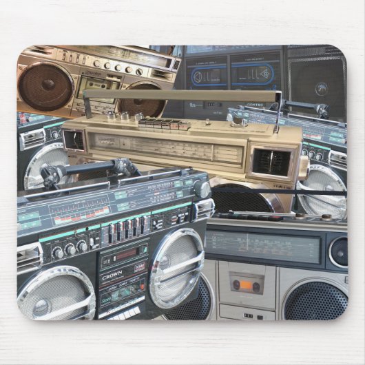 80s  zoomdoos Boombox Retro Love Muismat (Voorkant)