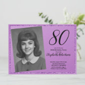 80ste aangepaste foto paars en zwart kaart (Staand voorkant)