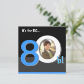80ste Big 8Oh! Fotosjabloon Birthday Party Kaart (Staand voorkant)