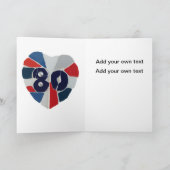 80ste 'Birthday' Mosaic Art Cust. Wenskaart Kaart (Binnen)