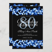 80ste Birthday Party Blue Hollywood Glam Kaart (Voorkant / Achterkant)
