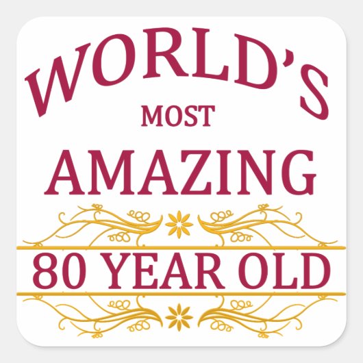 80ste. Birthday Vierkante Sticker (Voorkant)
