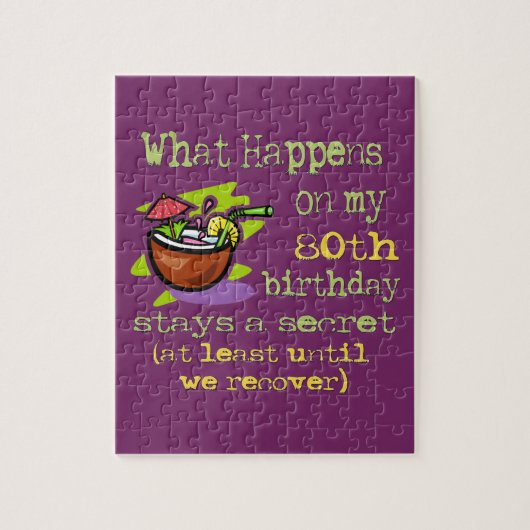 80ste cadeautjes van de Birthday Party. Wat gebeur Legpuzzel (Verticaal)