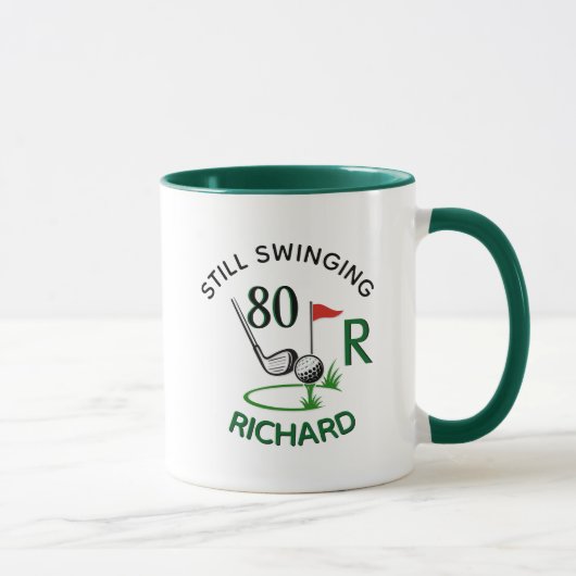 80ste (elke leeftijd) Verjaardag Heren Monogram Na Mok (Rechts)