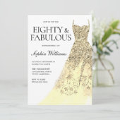 80ste Gouden Sparkle Dress 80ste Verjaardagsfeest Kaart (Staand voorkant)