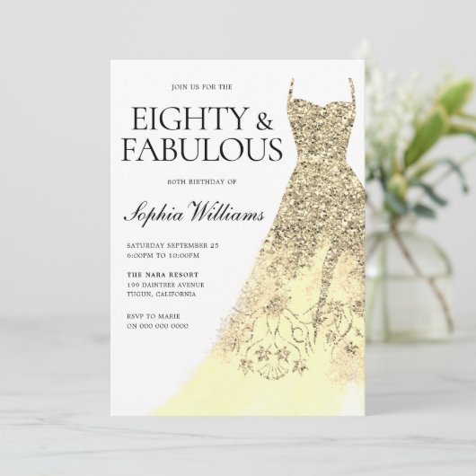 80ste Gouden Sparkle Dress 80ste Verjaardagsfeest Kaart (Staand voorkant)