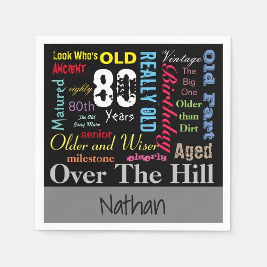 80ste Happy BIrthday in een graffiti stijl Servetten (Voorkant)