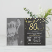 80ste Jubileum-bord (Chalkboard Black en Gold) Kaart (Staand voorkant)