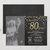 80ste Jubileum-bord (Chalkboard Black en Gold) Kaart (Voorkant / Achterkant)