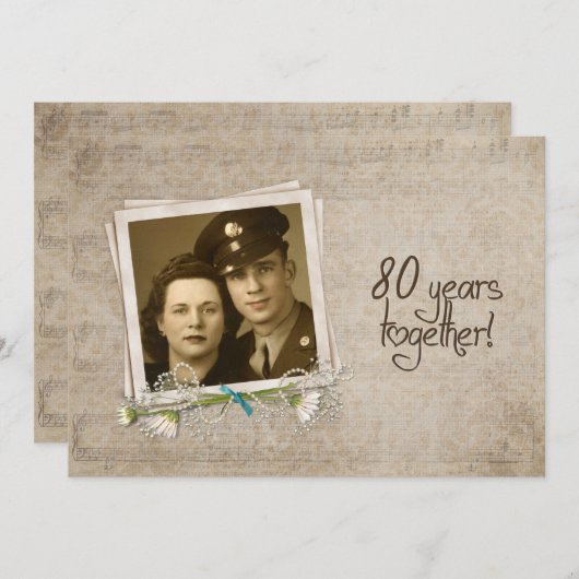 80ste Jubileum voor bruiloft Kaart (Voorkant / Achterkant)