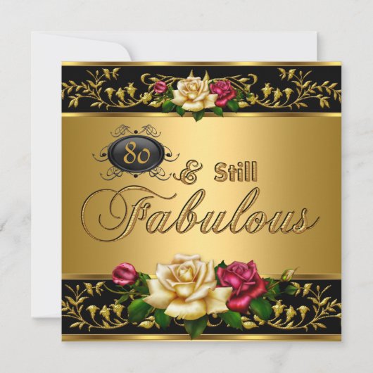 80ste "stille verbluffende" verjaardag Red Roses G Kaart (Voorkant)