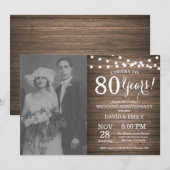 80ste trouwjubileum rustieke hout kaart (Voorkant / Achterkant)