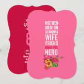 80ste uitnodiging van de Birthday Party - Mam is e (Voorkant / Achterkant)