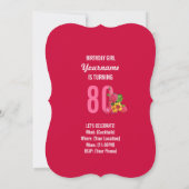 80ste uitnodiging van de Birthday Party - Mam is e (Achterkant)