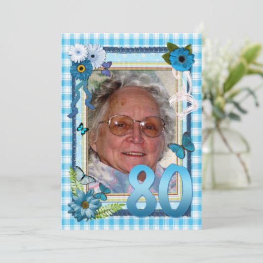 80ste uitnodiging voor verjaardagsfeestje (Staand voorkant)