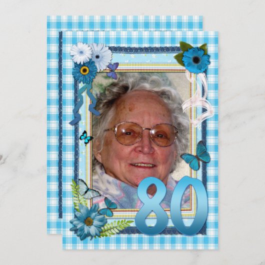 80ste uitnodiging voor verjaardagsfeestje (Voorkant / Achterkant)