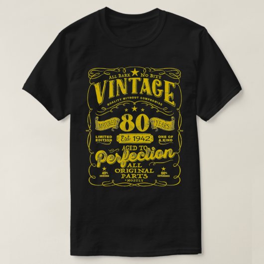  80ste verjaardag 1942 80 jaar oud, alle afkomst t-shirt (Design voorkant)