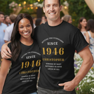 80ste verjaardag 1944 Naam toevoegen Black Gold Pa T-shirt