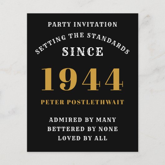 80ste verjaardag 1944 Zwart goud gepersonaliseerd Flyer (Voorkant)