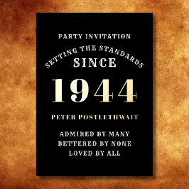 80ste verjaardag 1944 Zwart goud gepersonaliseerd Folie Uitnodiging