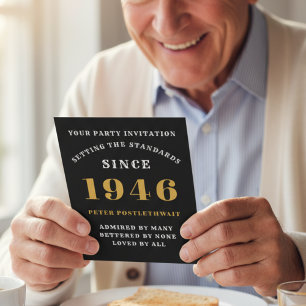 80ste verjaardag 1944 Zwart goud gepersonaliseerd  Kaart