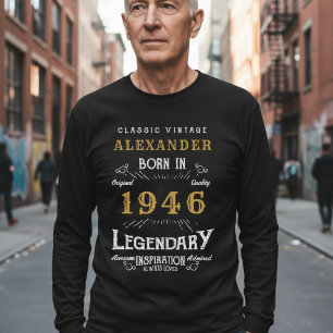 80ste verjaardag 1946 Voeg naam toe Zwart Goud Leg T-shirt