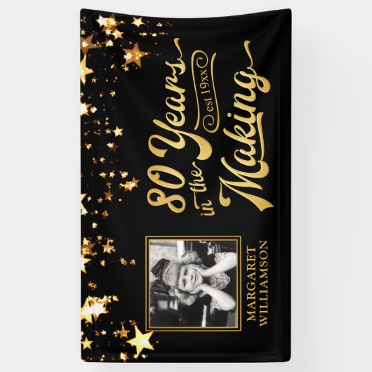 80ste verjaardag 80 jaar in de goudsterren spandoek (Verticaal)