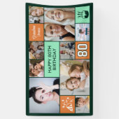 80ste verjaardag aangepaste foto collage groen ora spandoek (Verticaal)