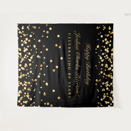 80ste verjaardag achtergrond, Photobooth achtergro Wandkleed (Voorkant (horizontaal))