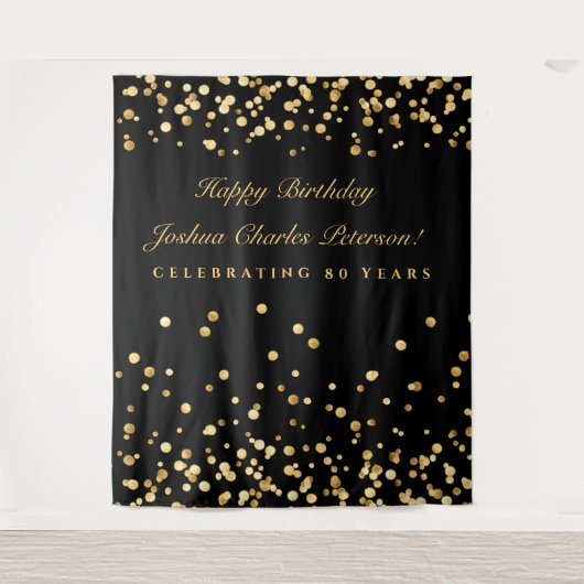80ste verjaardag achtergrond, Photobooth achtergro Wandkleed (Voorkant)