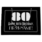 80ste verjaardag ~ Art Deco geïnspireerde look "80 Groot Cadeauzakje (Voorkant)