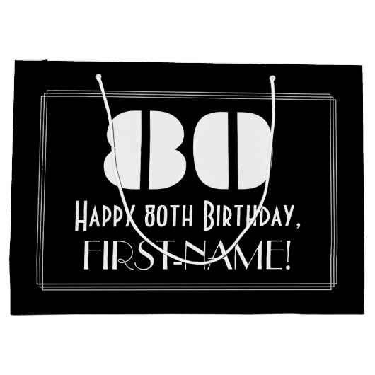 80ste verjaardag ~ Art Deco geïnspireerde look "80 Groot Cadeauzakje (Achterkant)