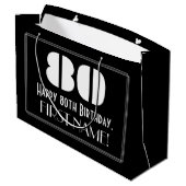 80ste verjaardag ~ Art Deco geïnspireerde look "80 Groot Cadeauzakje (Achterkant Gekanteld)