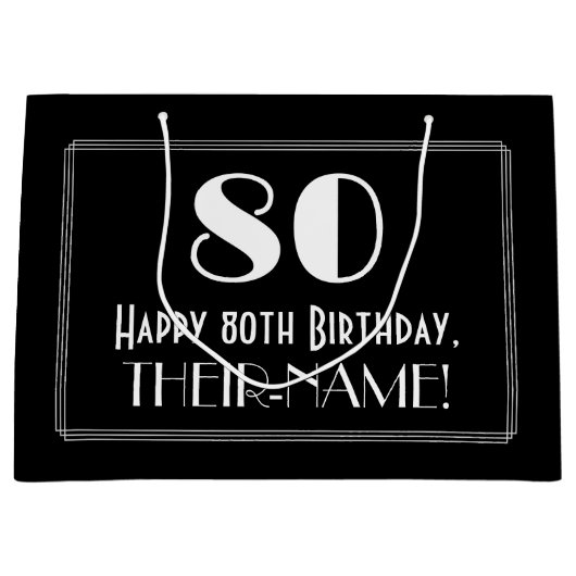 80ste verjaardag: Art Deco geïnspireerde stijl "80 Groot Cadeauzakje (Voorkant)