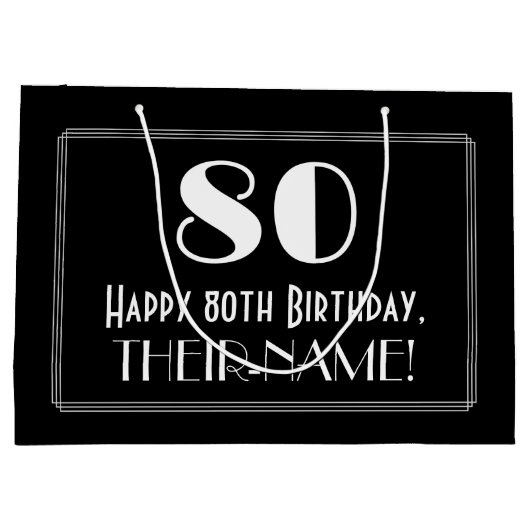 80ste verjaardag: Art Deco geïnspireerde stijl "80 Groot Cadeauzakje (Achterkant)