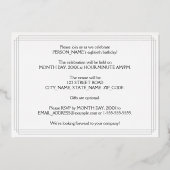 80ste verjaardag: Art Deco Kijk "80" en naam Folie Uitnodiging (Achterkant)