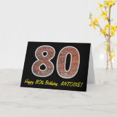 80ste verjaardag - bakstenen muurpatroon "80" w / kaart (Gele Bloem)