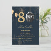 80ste verjaardag ballonnen en vuurwerk kaart (Staand voorkant)